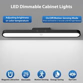 LED dimmable cabinet light with features on a gray background